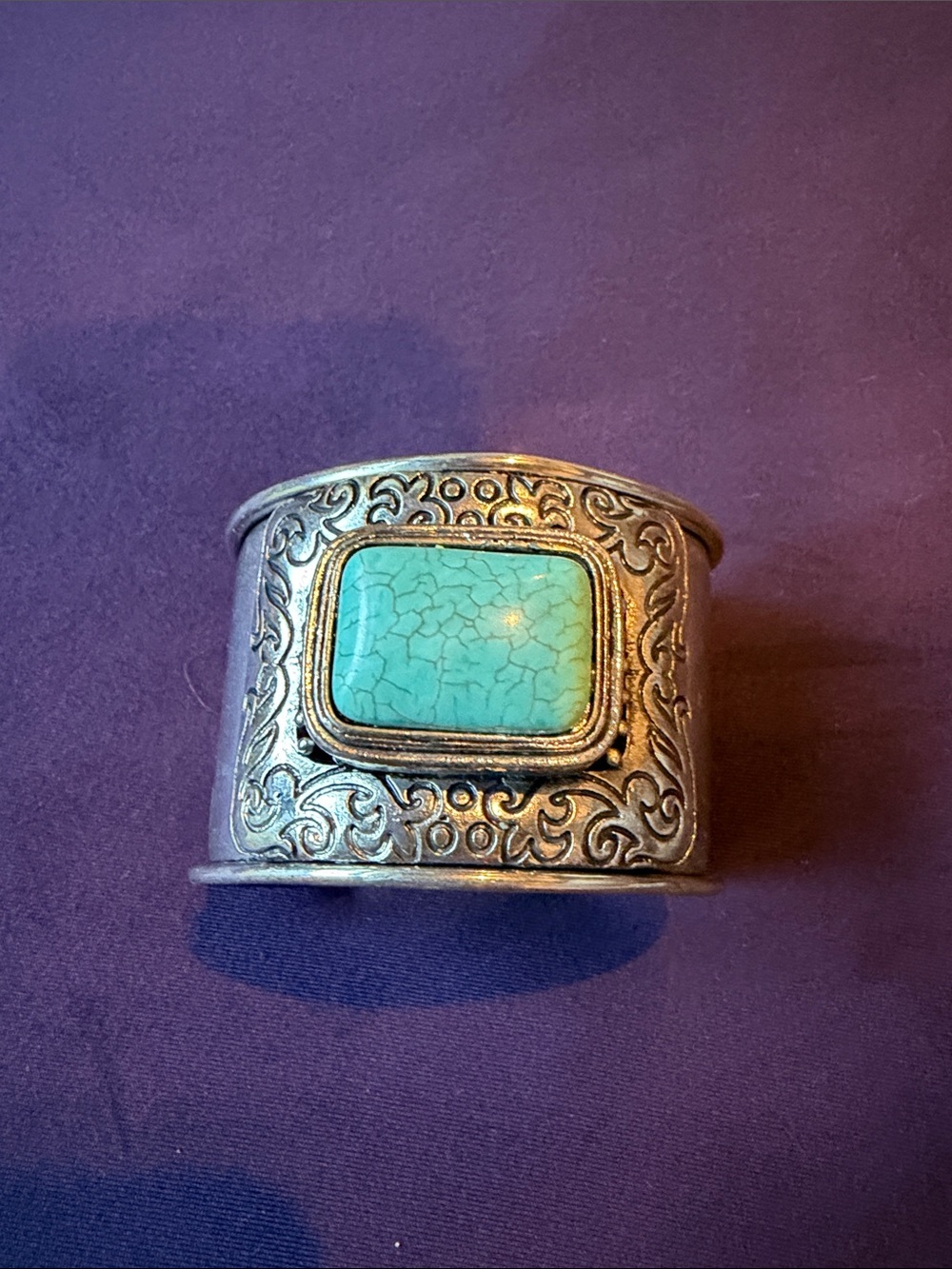 Bohemian Vintage Turquoise Stone Sterling Silver Cuff Bracelet - Women Jewelry